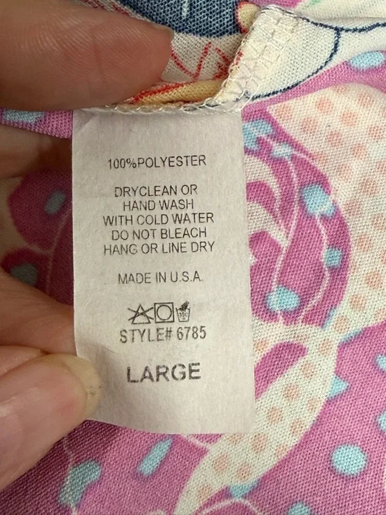 Entro Floral Blouse V Neck Boho Top Pink Blue Cream Large Spring Summer Chic - Picture 8 of 9